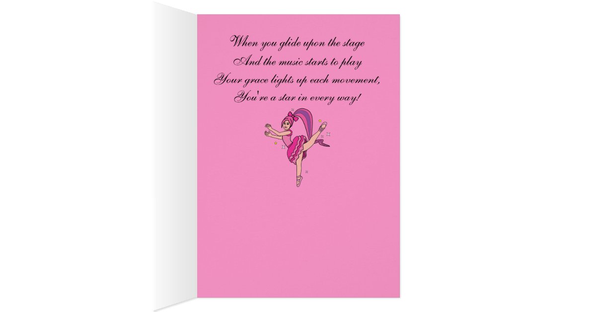 Congratulations Dance Recital Ballerina with Bow Card | Zazzle