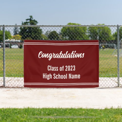 Congratulations Dark Red White High School Banner