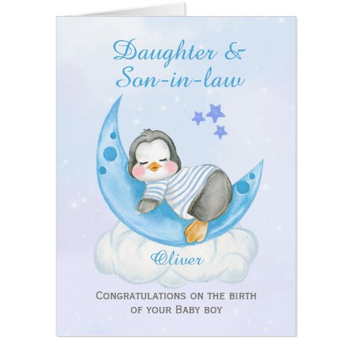 Congratulations Daughter A New Baby Boy Jumbo Card