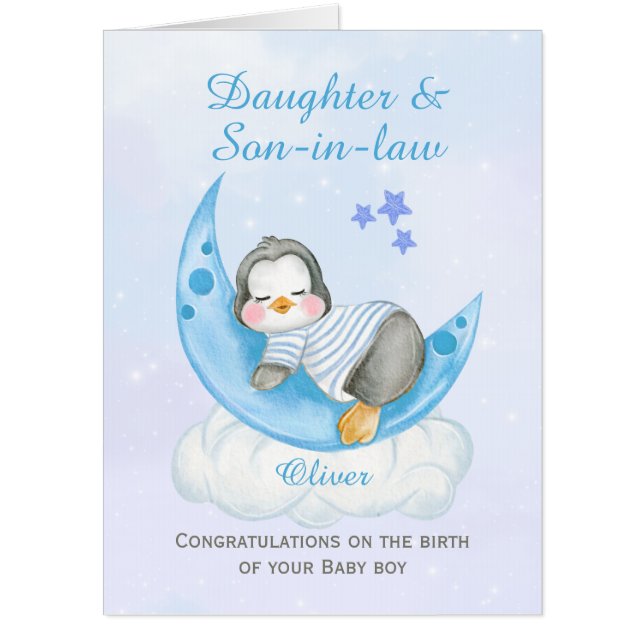 Congratulations Daughter A New Baby Boy Jumbo Card (Front)