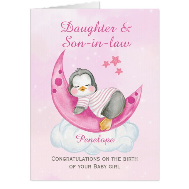 Congratulations Daughter A New Baby Girl Jumbo Card (Front)