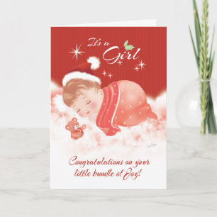 Congratulations. December Born Baby Girl Holiday Card
