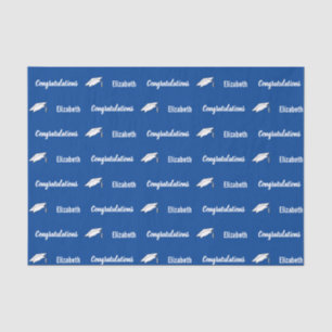Congratulations Deep Blue White Graduate Name Tissue Paper