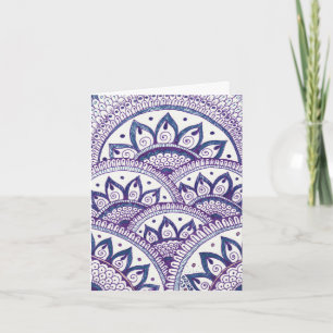 Congratulations Denim Blues Damask Indian Mandala Card