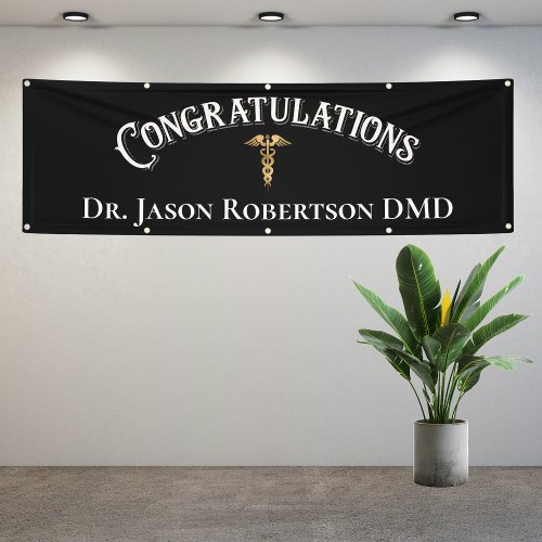 Congratulations Dentist Dental Elegant Black Gold Banner