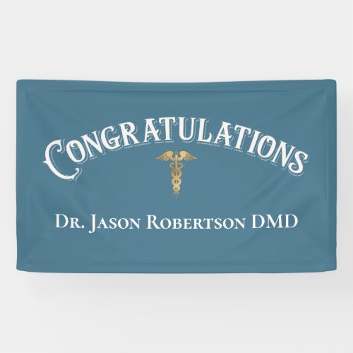 Congratulations Dentist Dental Elegant Blue Gold Banner