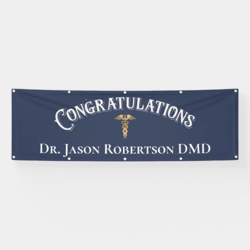 Congratulations Dentist Dental Modern Blue Grad Banner
