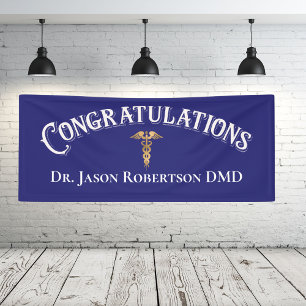 Congratulations Dentist Dental Modern Blue Grad Banner