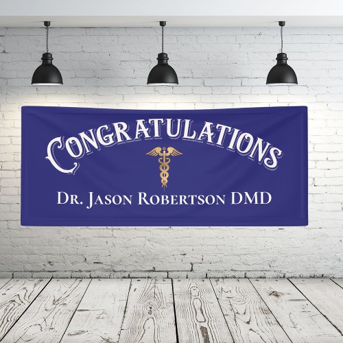Congratulations Dentist Dental Modern Blue Grad Banner