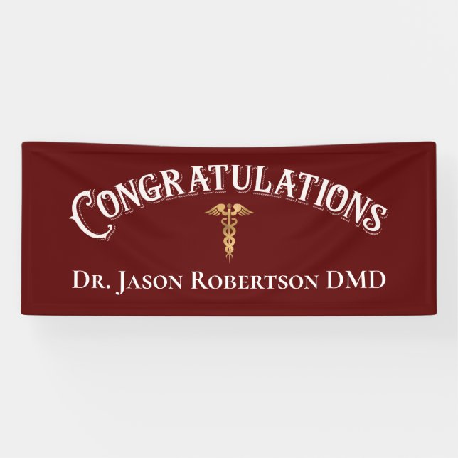 Congratulations Dentist Dental Modern Red Banner (Horizontal)