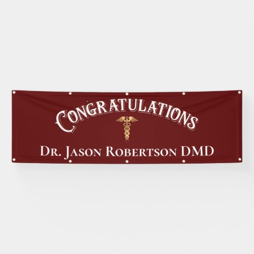 Congratulations Dentist Dental Modern Red Grad Banner