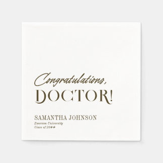 Congratulations Doctor Doctoral Graduation White Napkins