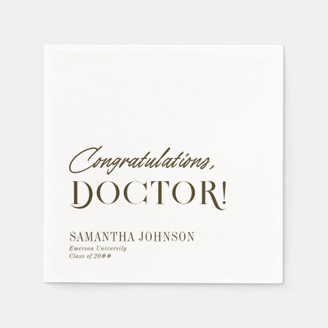 Congratulations Doctor Doctoral Graduation White Napkins (Front)