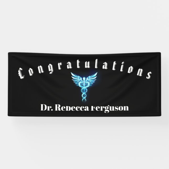 Congratulations Doctor Physician Caduceus Gold Banner (Horizontal)