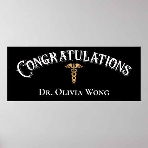 Congratulations Doctor Physician Caduceus Gold Poster