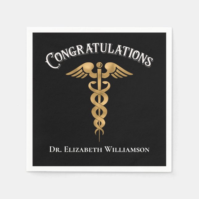Congratulations Doctor Physician Caduceus Napkins (Front)