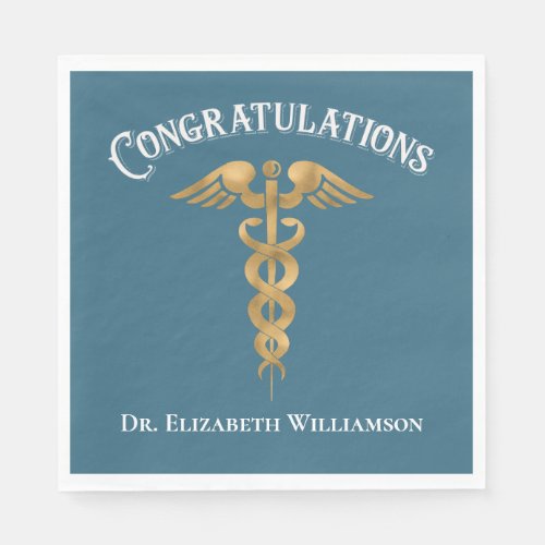 Congratulations Doctor Physician Caduceus Napkins