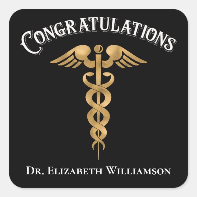 Congratulations Doctor Physician Caduceus Seal (Front)