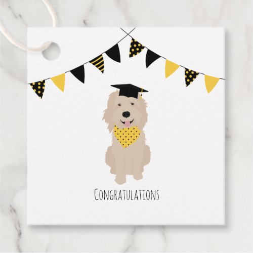 Congratulations Doodle Dog Graduation Cap Favor Tags
