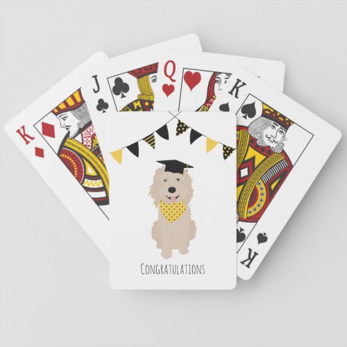 Congratulations Doodle Dog Graduation Cap Poker Cards
