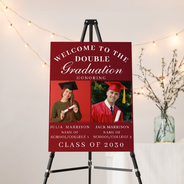 Congratulations Double Graduation Photo Collage Foam Board (In Situ (Stand))