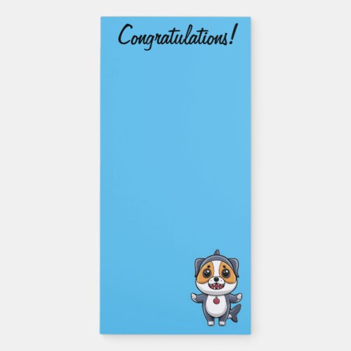Congratulations Edit Text Puppy in Shark Costume Magnetic Notepad