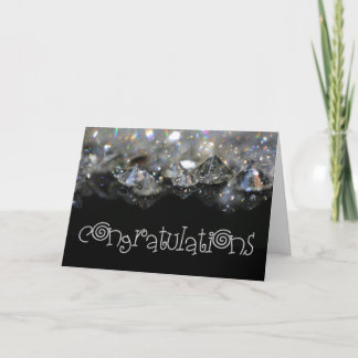 Congratulations Elegant Black White Shiny Diamonds Card