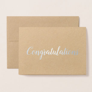 Congratulations Elegant Brush Brushstroke Script Foil Card
