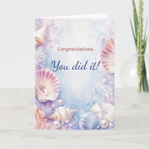 Congratulations Elegant Coastal Seashell Watercolo Card