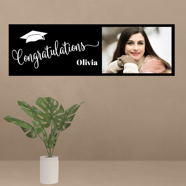 Congratulations Elegant Photo Graduation  Banner (Congratulations Graduation Banner For Parties and Display. Honor your graduate. Add photo..)