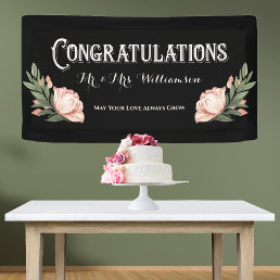 Congratulations Elegant Wedding Reception Flowers Banner