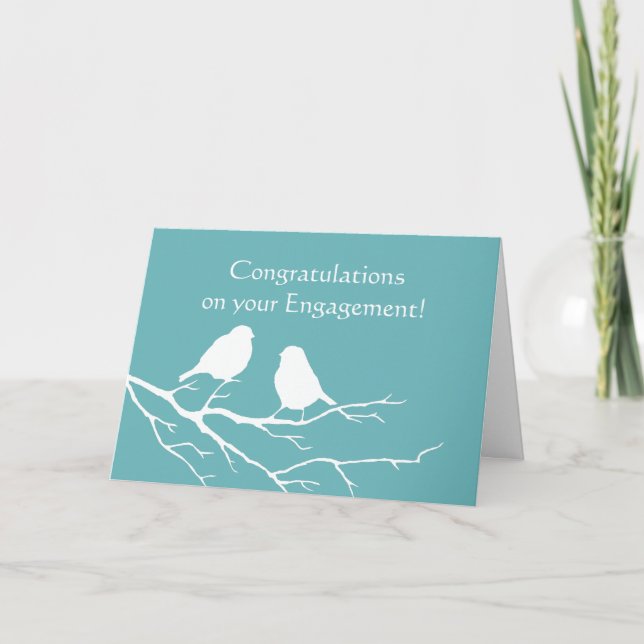Congratulations Engagement Cute Sparrow Bird  Blue Card (Front)