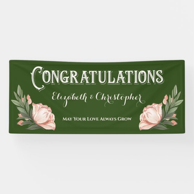 Congratulations Engagement Party Rose Flowers Bann Banner (Horizontal)