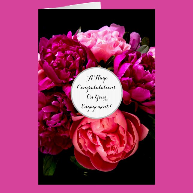 Congratulations Engagement Pink And Purple Peonies Card (Creator Uploaded)