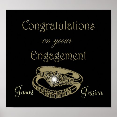 Congratulations Engagement Rings Customizable Post Poster