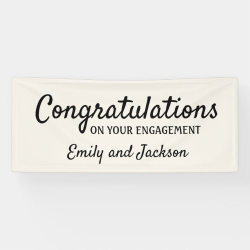 Congratulations Engagement Script Name Cream White Banner