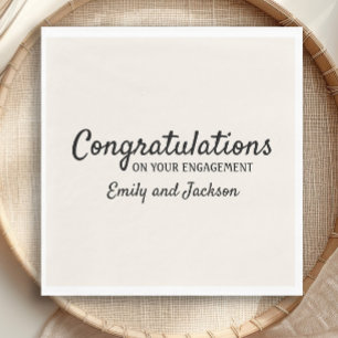 Congratulations Engagement Script Name Cream White Napkins