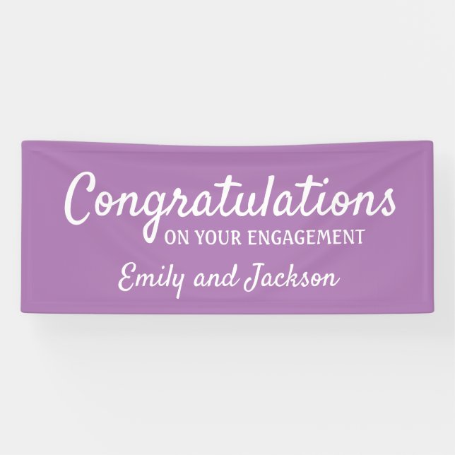 Congratulations Engagement Script Name Purple Banner (Horizontal)