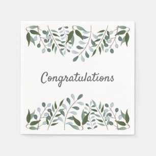 Congratulations Eucalyptus Greenery Floral Napkins