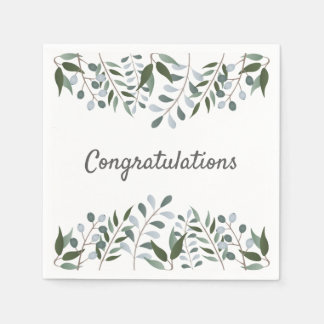 Congratulations Eucalyptus Greenery Floral Napkins