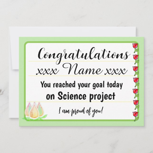 Congratulations Fantastic Effort Today Card (Front)