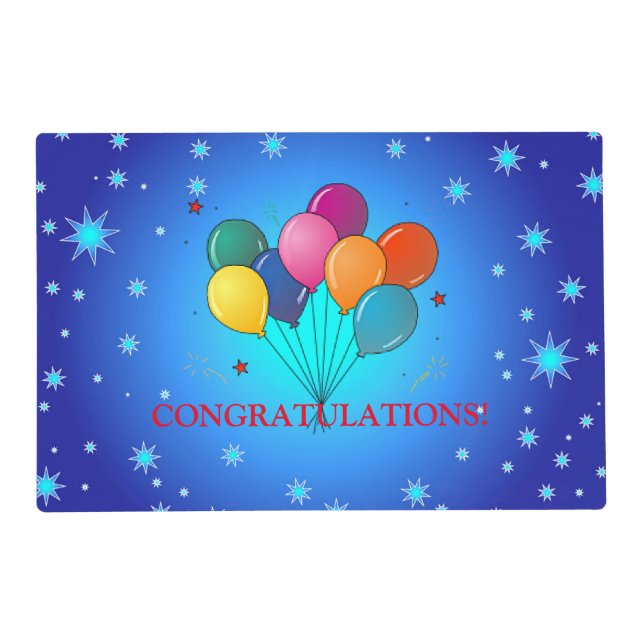 Congratulations! festive starry sky, placemat (Front)