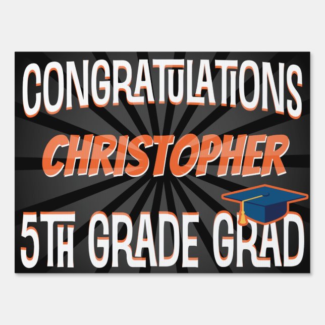 Congratulations fifth 5th grade graduation sign (Front)