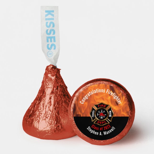Congratulations Firefighter Flames Class | Name Hershey®'s Kisses® (Front)
