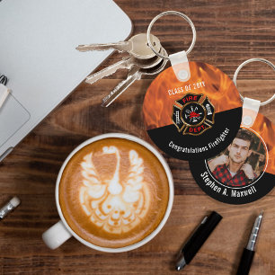 Congratulations Firefighter Flames Class   Name Keychain