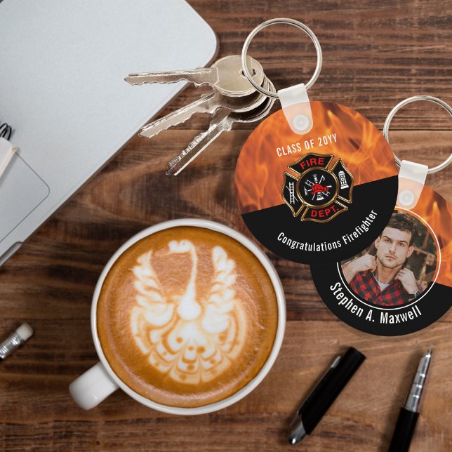 Congratulations Firefighter Flames Class | Name Keychain (Creator Uploaded)