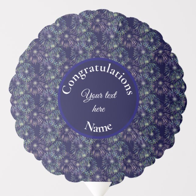 Congratulations Fireworks Personalized    Balloon (Front)
