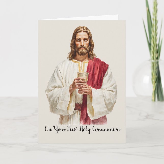 Congratulations First Communion Jesus Eucharist Card (Front)
