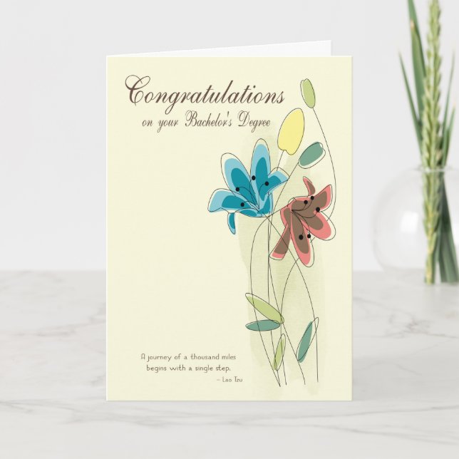 Congratulations for Bachelor’s Degree with Flower Card (Front)