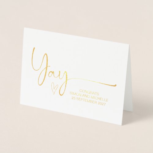 Congratulations for Bride and Groom Yay Wedding Foil Card